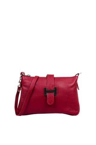 Sac bandoulière en cuir - Framboise et argenté