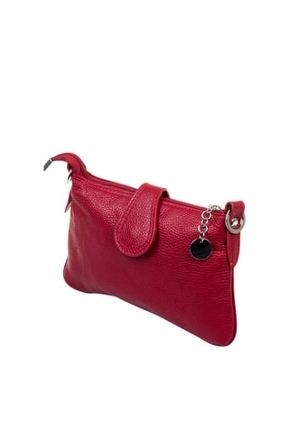 Sac bandoulière en cuir - Framboise et argenté