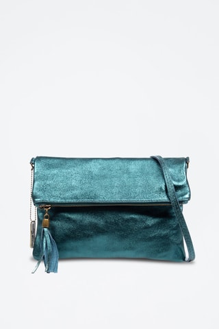 Sac bandoulière en nubuck Alzano - Bleu canard