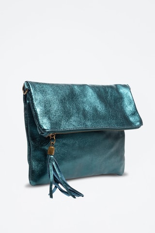 Sac bandoulière en nubuck Alzano - Bleu canard