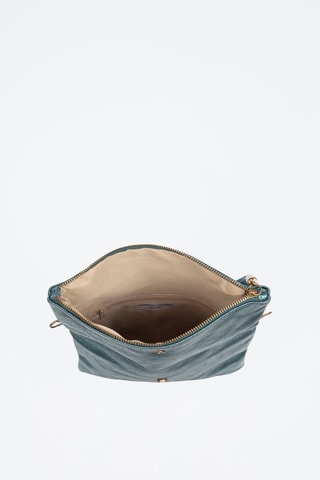 Sac bandoulière en nubuck Alzano - Bleu canard