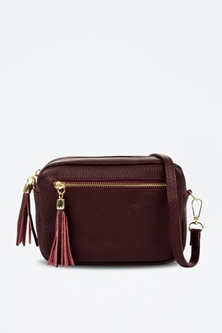 Sac bandoulière en cuir Delfina - Bordeaux
