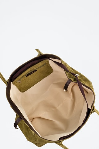 Cabas en nubuck - Kaki et violet