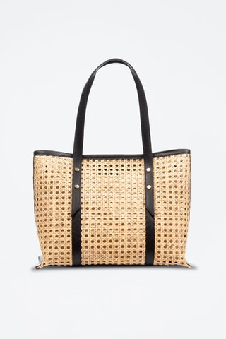 Cabas en cuir Apulia - Noir et beige