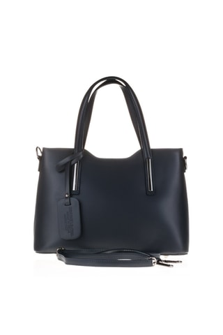 Cabas en cuir Cannobio - Bleu marine et argenté