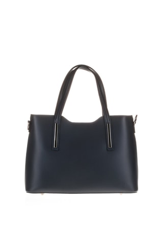 Cabas en cuir Cannobio - Bleu marine et argenté