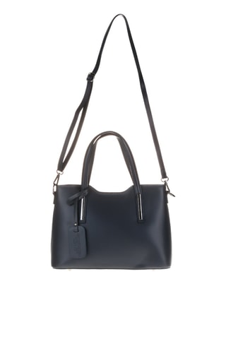 Cabas en cuir Cannobio - Bleu marine et argenté