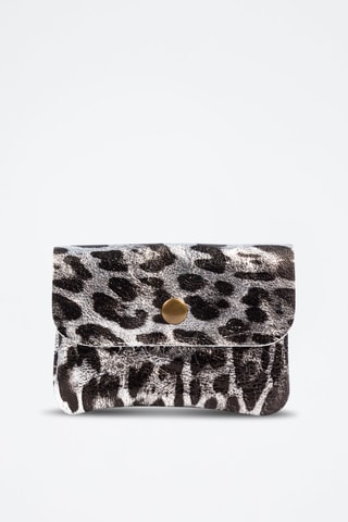 Porte-monnaie en cuir - Gris et noir