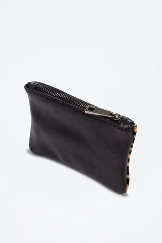 Porte-monnaie en cuir Leonilda - Noir et beige