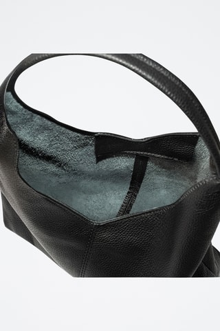 Sac porté épaule en cuir Bagni - Noir