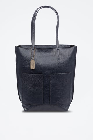Sac porté épaule en cuir Baranello - Bleu marine