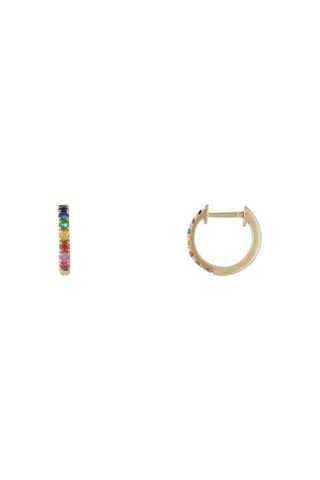 Argolas Colorful Love Ouro branco, esmeralda, rubis e safiras