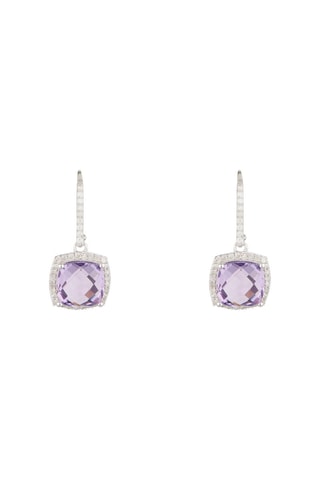 Brincos Trang Ouro branco, diamantes e ametistas