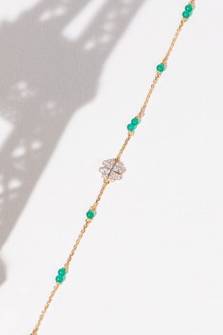 Pulseira Felicidade Ouro amarelo, diamantes e ágatas