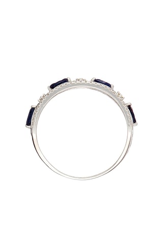 Anel Royal Ouro branco, diamantes e safira