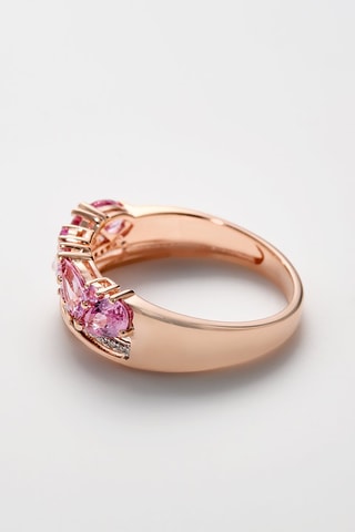 Anel Pétalos de Flor Ouro rosa, diamantes e safiras