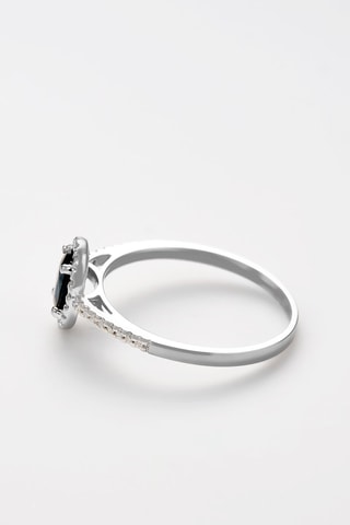 Anel Royal Blue Ouro branco, diamantes e safira