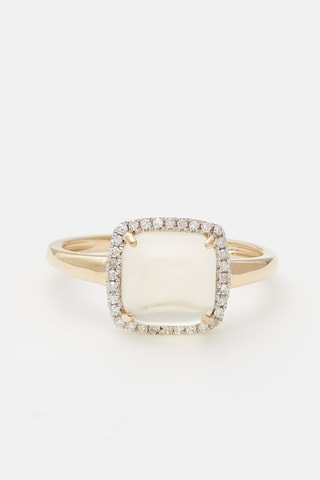 Anel Lemon Square  Ouro amarelo, diamantes e lemon quartzo