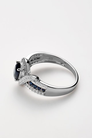 Anel Romblon Ouro branco, diamantes e safiras
