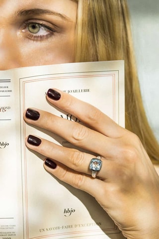 Anel Lagoa Ouro branco, diamantes e topázio