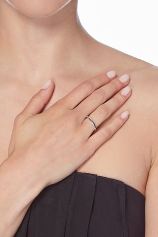 Anel preto e branco Ouro branco, diamantes brancos e pretos
