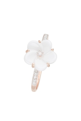 Anel Kajana Ouro rosa, cerâmica e diamantes