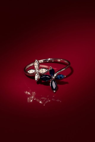 Anel Héméra Ouro branco, diamantes e safira
