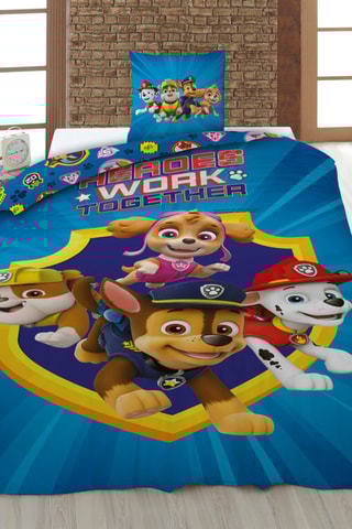 Katoenen Overtrekset 52 Draad/ cm² Paw Patrol - Blauw
