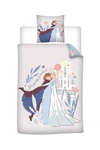 Parure de couette Elsa et Anna La reine des neiges Disney - Gris et bleu - 140 x 200 cm