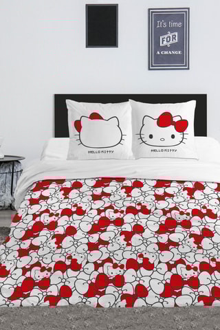 Overtrekset Hello Kitty - Wit en Rood -240 x 220 cm