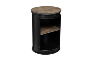 Table basse en sapin Diego - Noir et imitation bois - 33,5 x 47,5 cm
