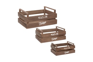 3 cagettes en bois de paulownia Caf - 35,2 x 25,1 x 15 cm