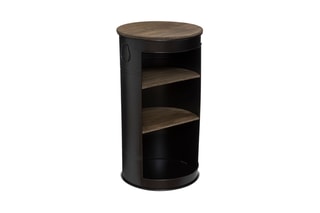 Table basse en sapin Diego - Noir et imitation bois - 50 x 92 cm