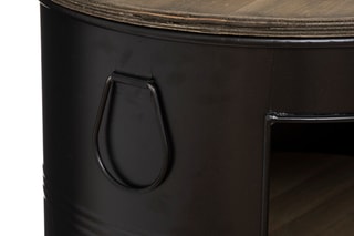 Table basse en sapin Diego - Noir et imitation bois - 50 x 92 cm