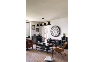 Table basse en sapin Diego - Noir et imitation bois - 50 x 92 cm
