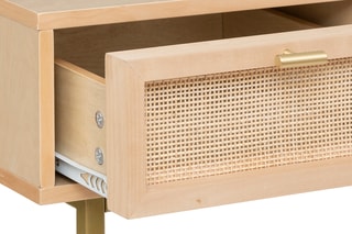 Console 3 tiroirs en bouleau Rayo - Beige et doré - 110 x 40 x 80 cm