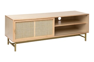 Meuble TV 1 porte Rayo - Beige - 140 x 40 x 50 cm