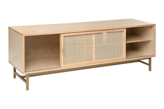 Meuble TV 1 porte Rayo - Beige - 140 x 40 x 50 cm