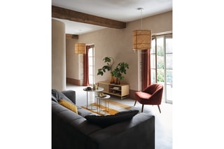 Meuble TV 1 porte Rayo - Beige - 140 x 40 x 50 cm