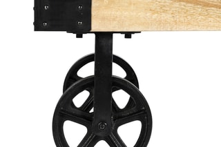 Table basse à roulettes en bois de manguier Silas - Beige