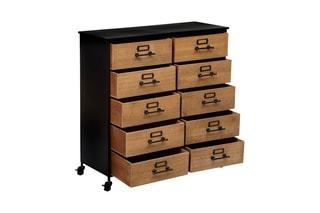 Commode à roulettes 10 tiroirs Baris - 82 x 38 x 87,5 cm