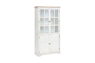 Vitrine 4 portes en bois d’acacia Olbia - 95 x 40 x 190 cm