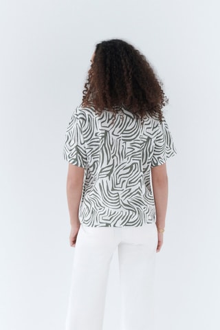 Linnen Blouse Clouane - Kaki en Wit