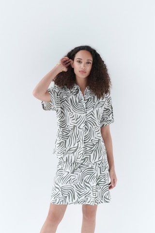 Linnen Blouse Clouane - Kaki en Wit