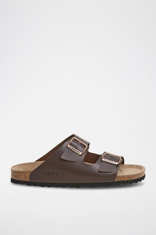 Mules em couro - Castanho