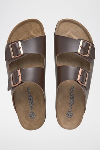 Mules em couro - Castanho