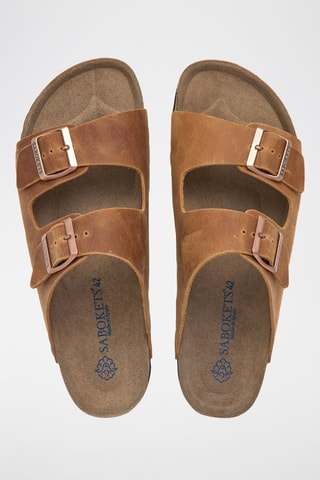 Mules em couro - Castanho