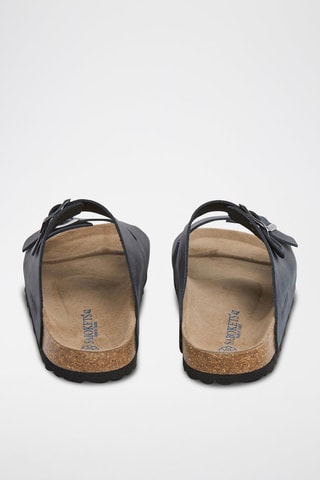 Mules em couro - Azul-marinho