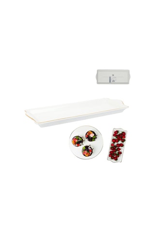 Tabuleiro em porcelana para servir 34 x 13 cm