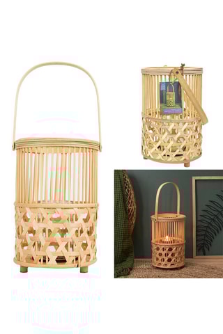 Candeeiro em bambu 21 x 21 x 51 cm - Natural